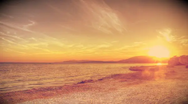 Sunset over a beautiful beach.